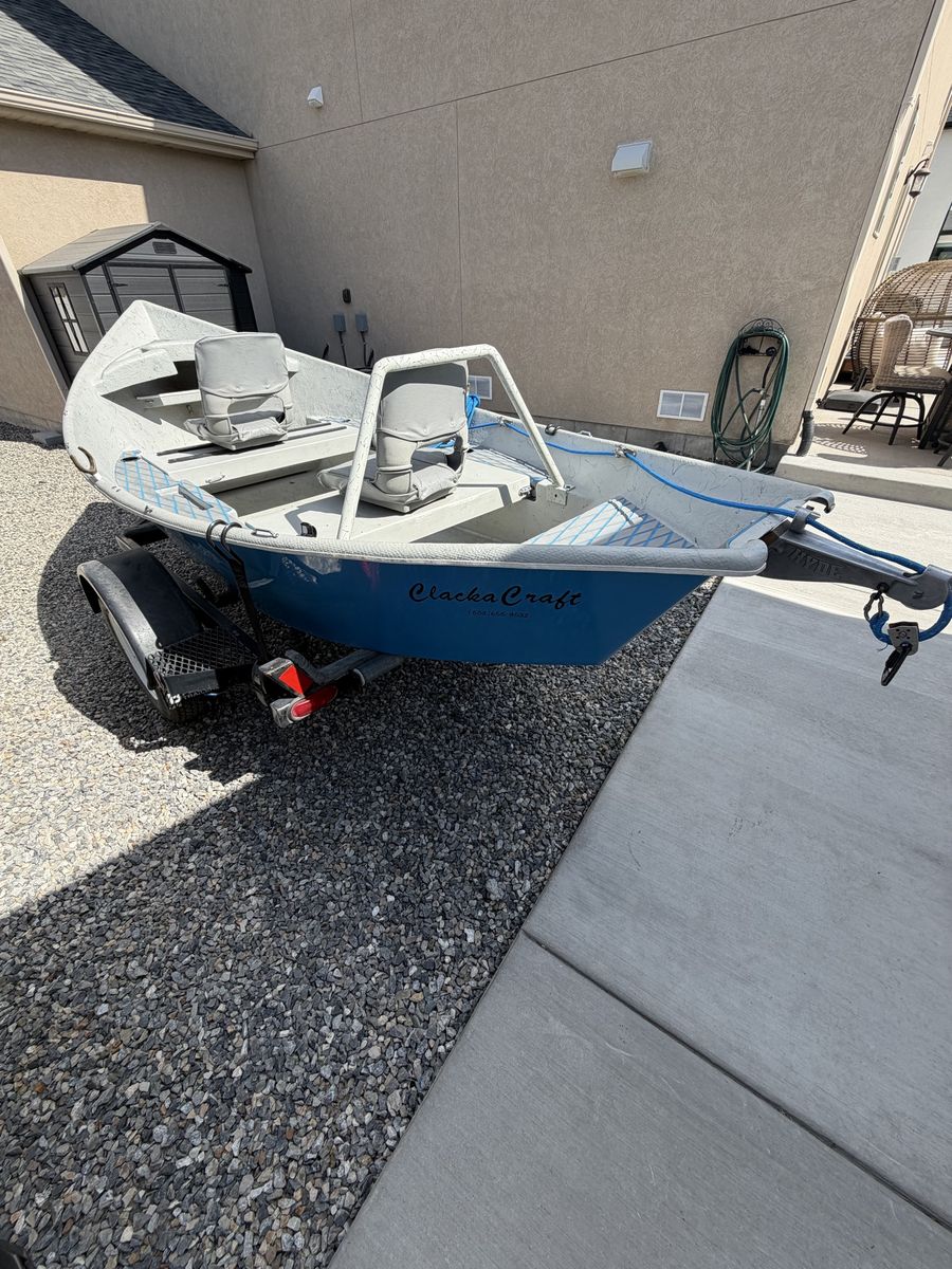 1998 ClackaCraft 14' Big Sky Drift Boat with Baker Trailer & Cataract Oars