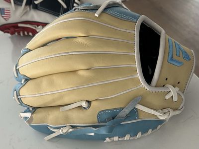 Custom Baseball Glove Light Blue Tan Leather Infield Glove