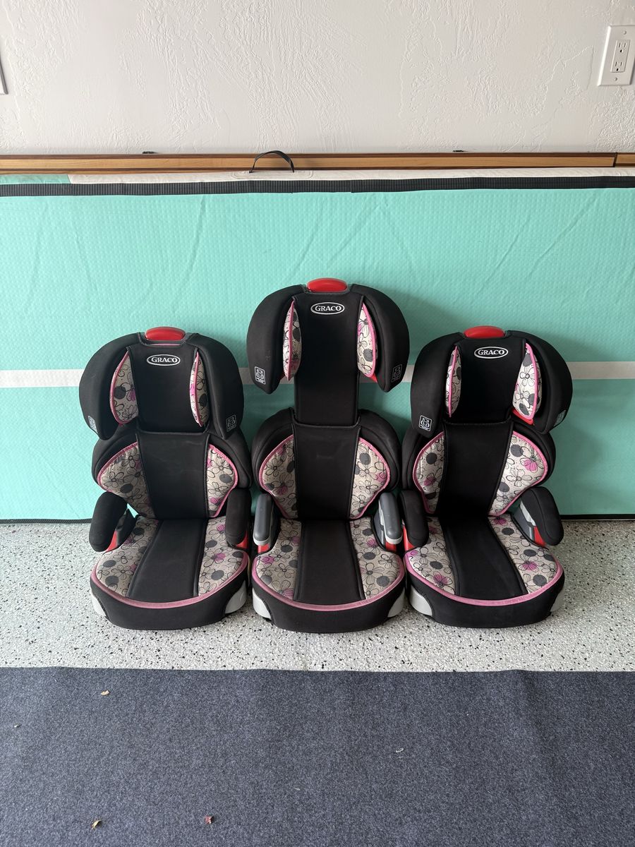 Graco Booster Car Seats - Black & Pink Floral Pattern (Set of 3)