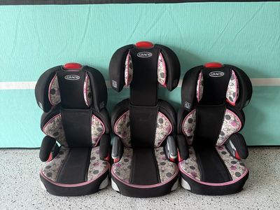 Graco Booster Car Seats - Black & Pink Floral Pattern (Set of 3)