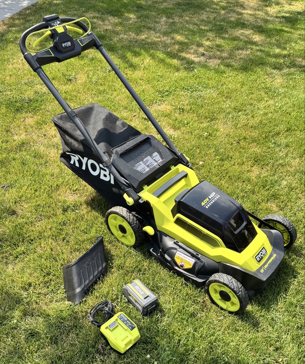 Ryobi 40V HP Brushless 20-Inch Cordless Self-Propelled Lawn Mower with Battery & Charger