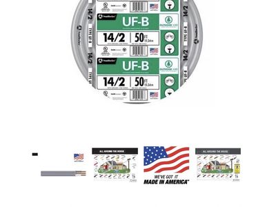 Outdoor/Indoor 14/2 gauge wire - 50 ft - solid copper