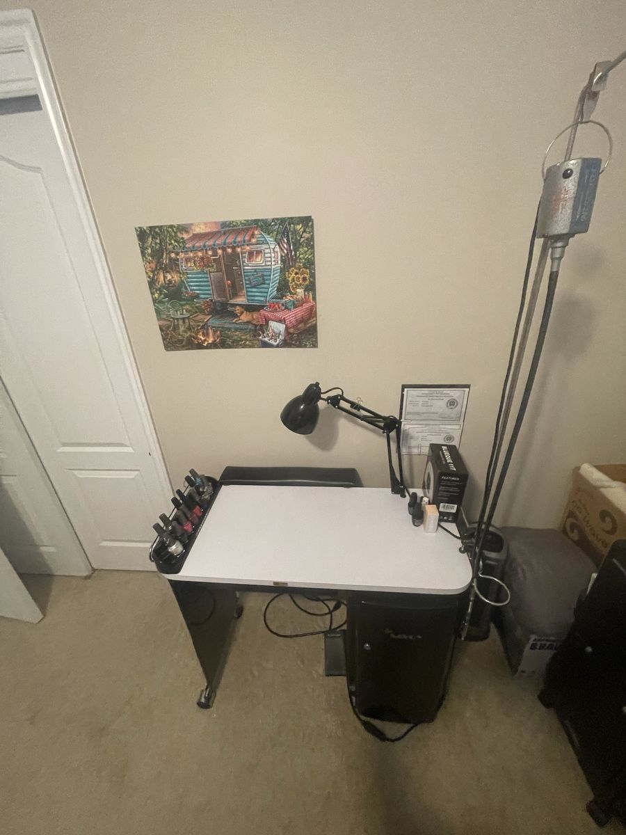 Professional Manicure Table with Cabinet and Lamp - Used