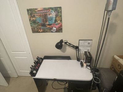 Professional Manicure Table with Cabinet and Lamp - Used