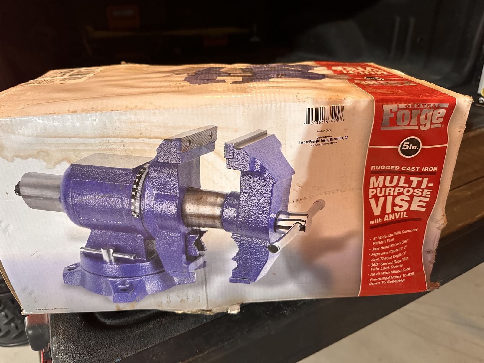 Central Forge 5 In. Rugged Cast Iron Multi-Purpose Vise with Anvil