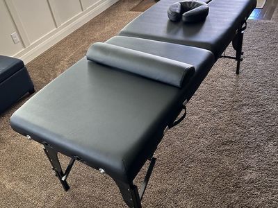 Portable Black Massage Table with Adjustable Height and Face Cradle, Excellent Condition