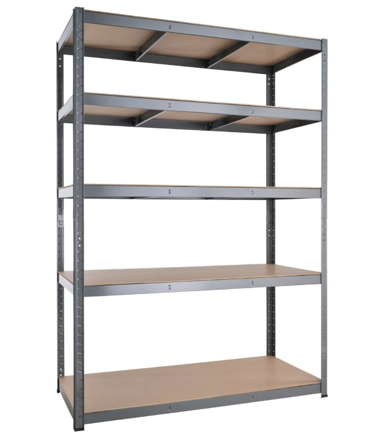 NEW G-Rack Garage Shelving Units- 5 Tier Heavy-Duty Metal Industrial Shelves- 180x120x45 cm Utility