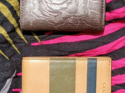 Coach Wallet Lot: Embossed Floral Metallic & Striped Leather Bifold Wallets