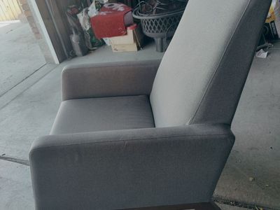 Baxton Studios Yashiya Mid-Century Gray Fabric Upholstered Rocking Chair