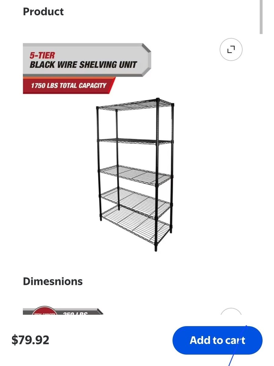 Black Wire Storage Shelving Unit - 5-Tier Metal Rack