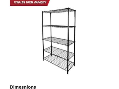 Black Wire Storage Shelving Unit - 5-Tier Metal Rack