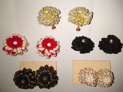 Vintage Rick Rack Flower Earrings