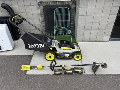 Ryobi 40V Electric Push Mower Trimmer 3 Batteries