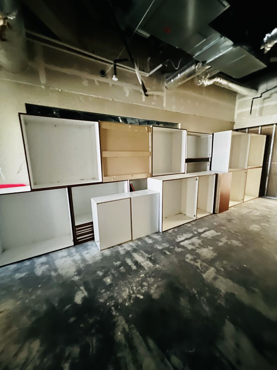 Used Kitchen Cabinets - White/Wood Tone Cabinet Set