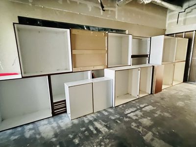 Used Kitchen Cabinets - White/Wood Tone Cabinet Set