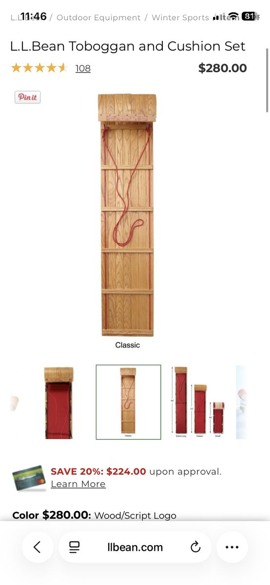 LL Bean Classic Wood Tobogan