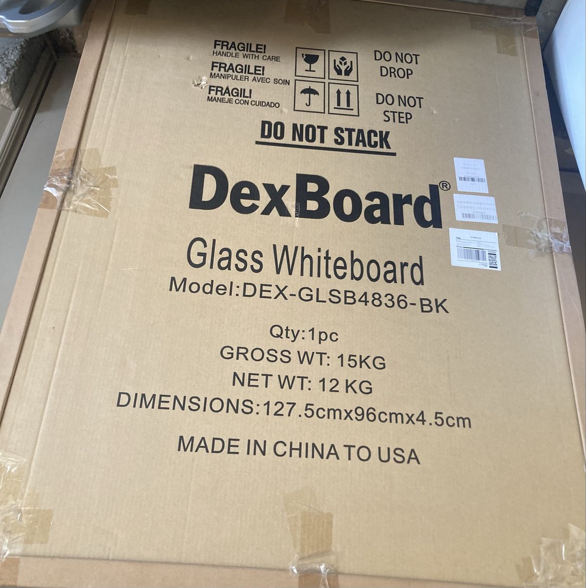 DexBoard Glass Whiteboard Model DEX-GLSB4836-BK
