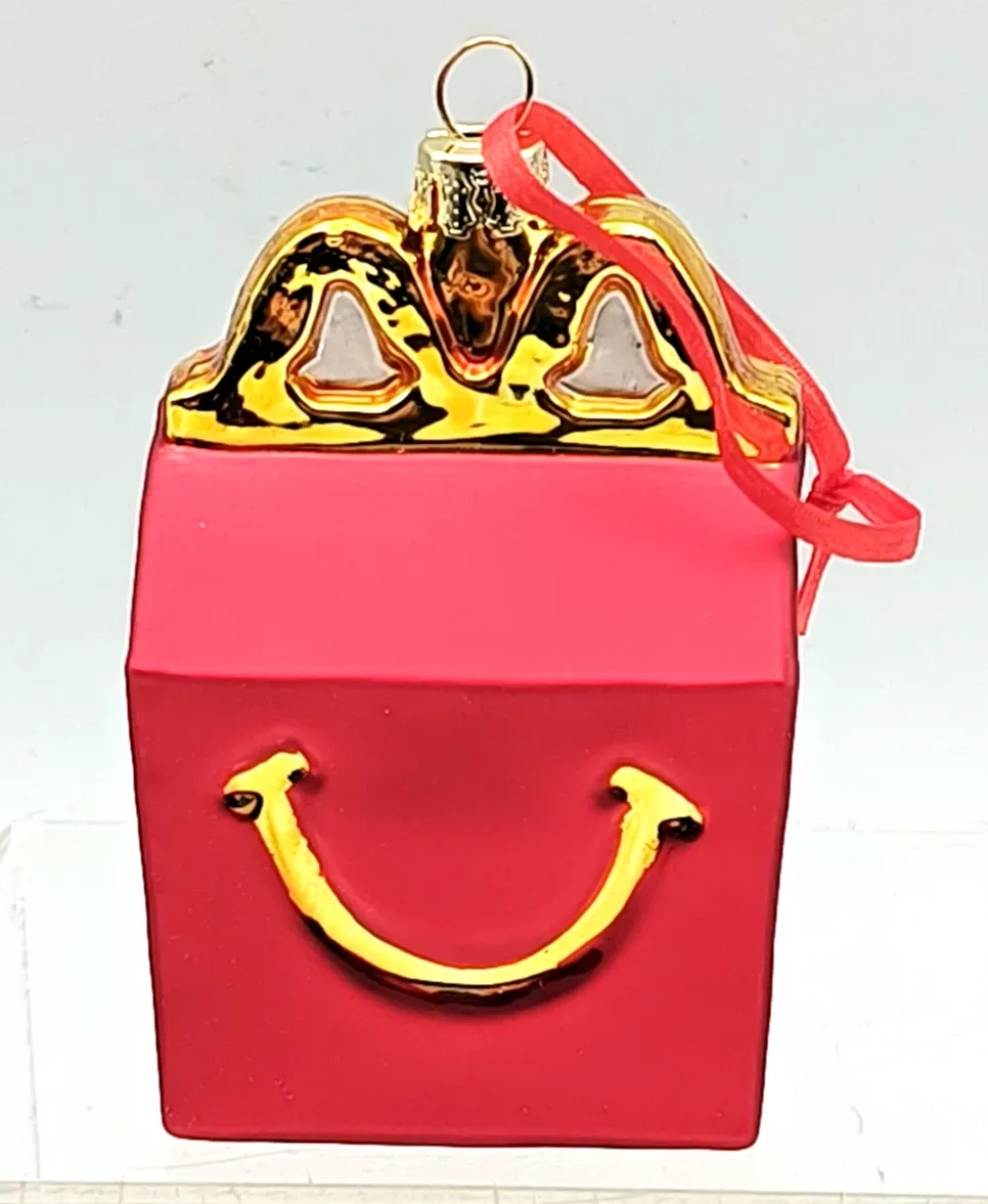 RARE 2011 McDonalds/MCD Happy Meal Box Blown Glass Christmas Tree Ornament~w BOX