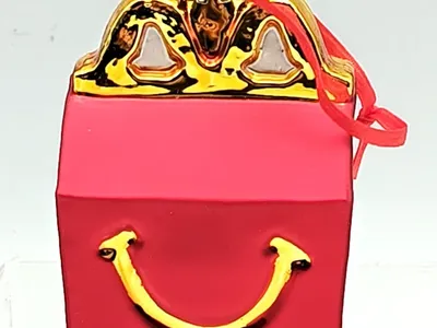 RARE 2011 McDonalds/MCD Happy Meal Box Blown Glass Christmas Tree Ornament~w BOX