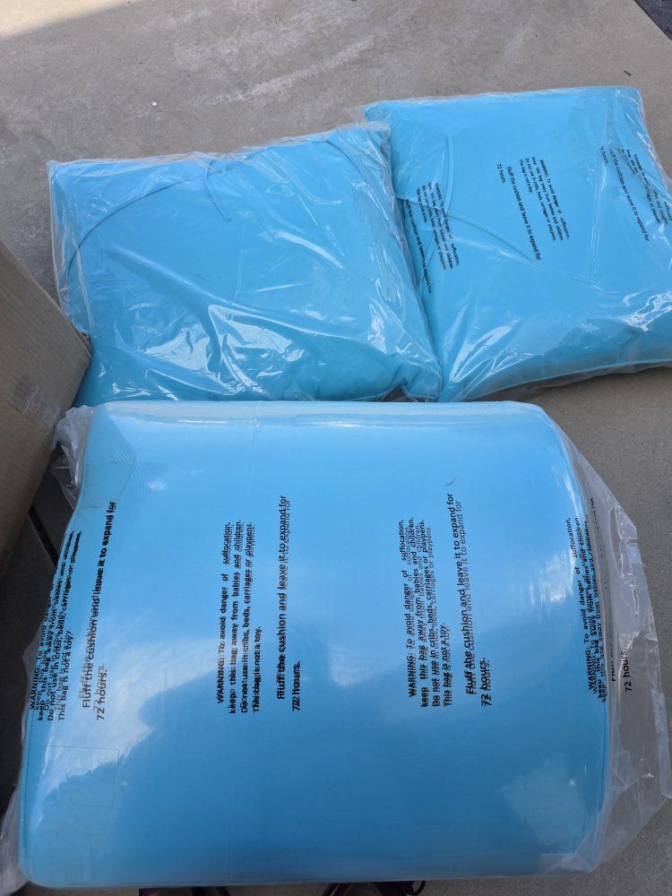New Turquoise Blue Outdoor Patio Cushions - Set of 4 (8 total), 24x24 Still in Packaging