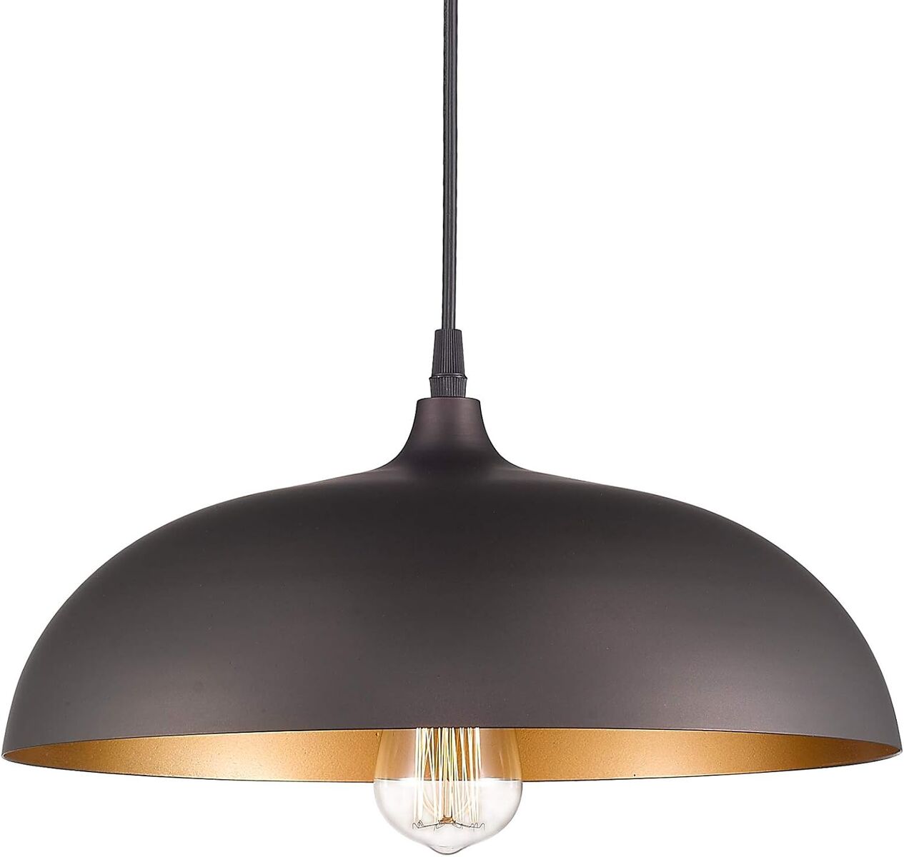 Farmhouse Pendant Light Fixture, 1-Light Industrial Hanging Light with 14" Metal Dome Shade