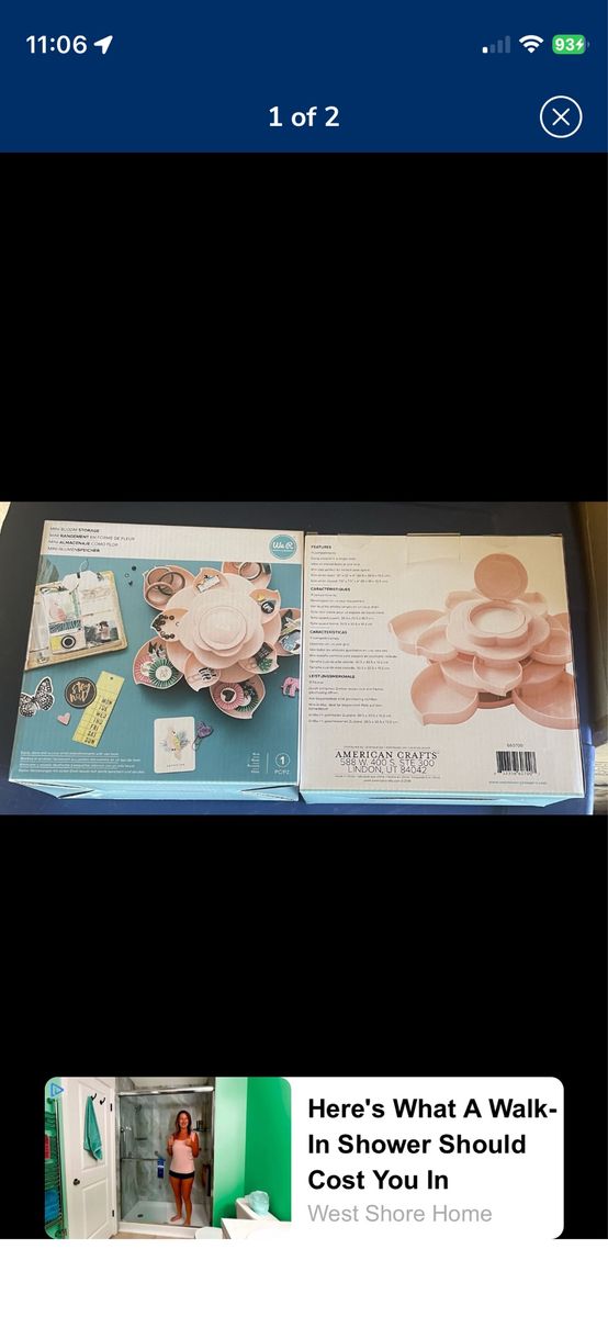 We R Memory Keepers Bloom Embellishment Storage Box Pink, Craft Organizer