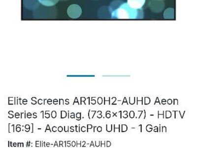 Elite Screens 150" projector screen READ AD