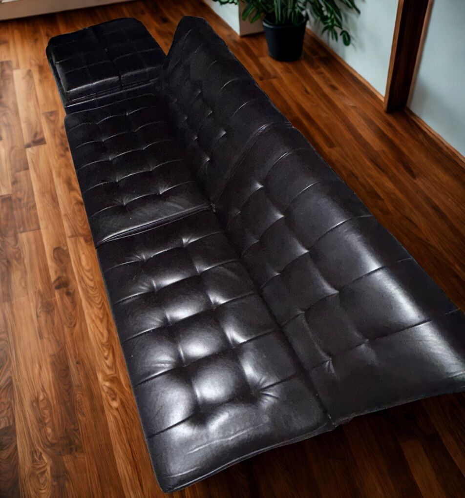 Wood Frame Faux Leather Sofa Bed