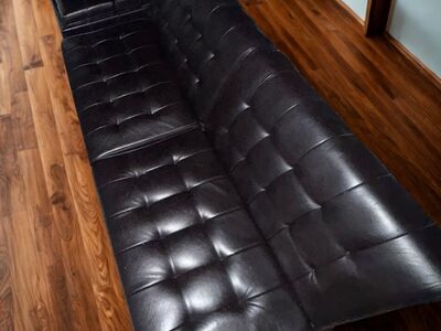 Wood Frame Faux Leather Sofa Bed