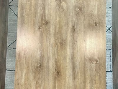 Wood Top Dining Table with Black Metal Base