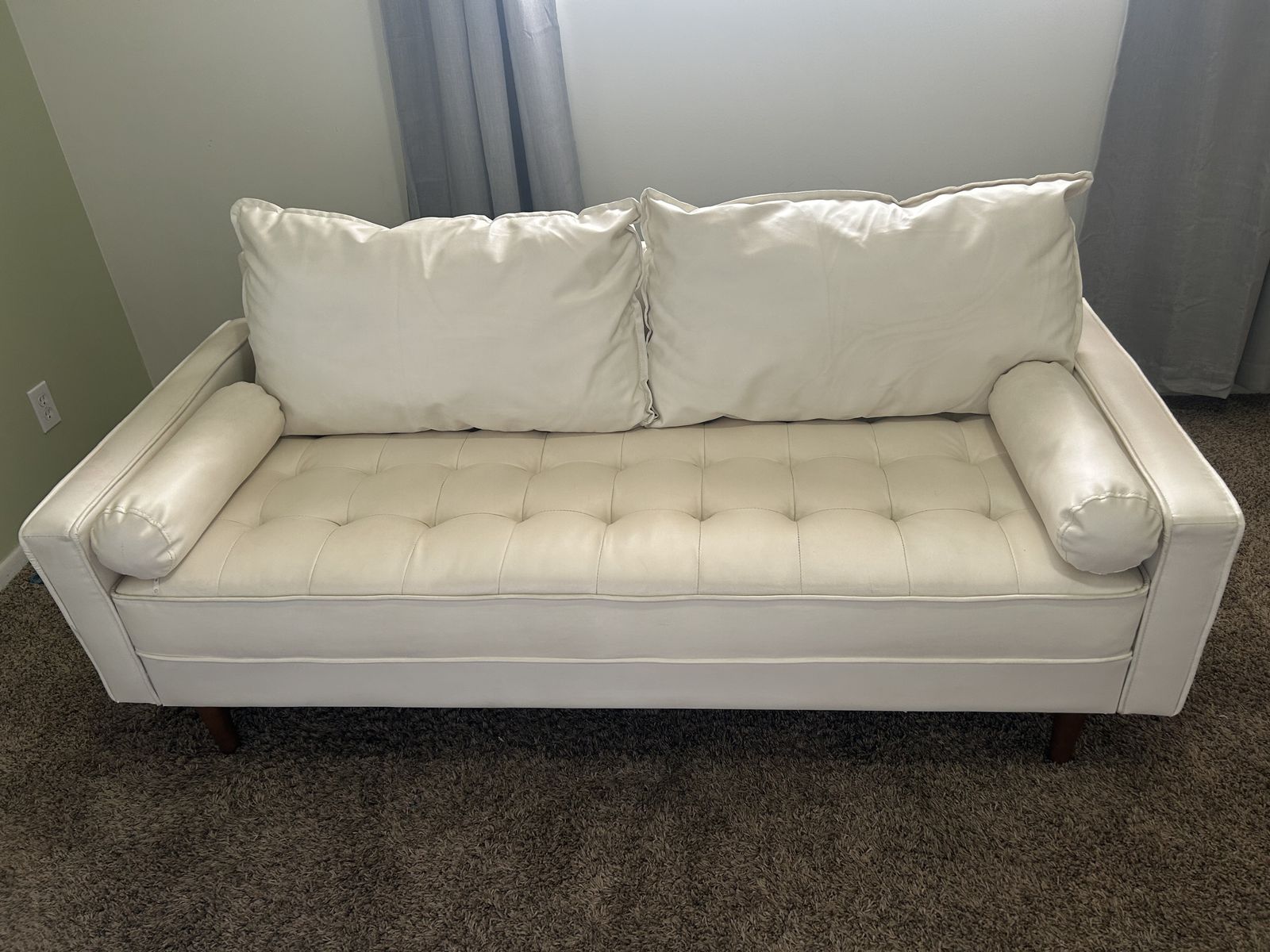 *Free Delivery* White Vinyl Couch