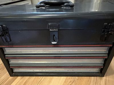Vintage Sears Metal Tool Box 3-Drawer Portable Chest Model 706.653380 Black