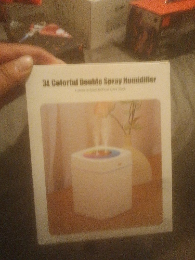 3L Colorful Double Spray Humidifier, 3L Capacity, White with Ambient Lighting