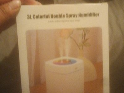 3L Colorful Double Spray Humidifier, 3L Capacity, White with Ambient Lighting