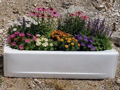 Repurposed Bathtub Planter/Water Trough - Durable White Enamel