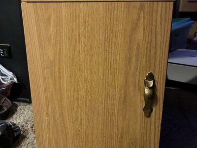 Oak Wood Finish Nightstand with Drawer and Cabinet Storage