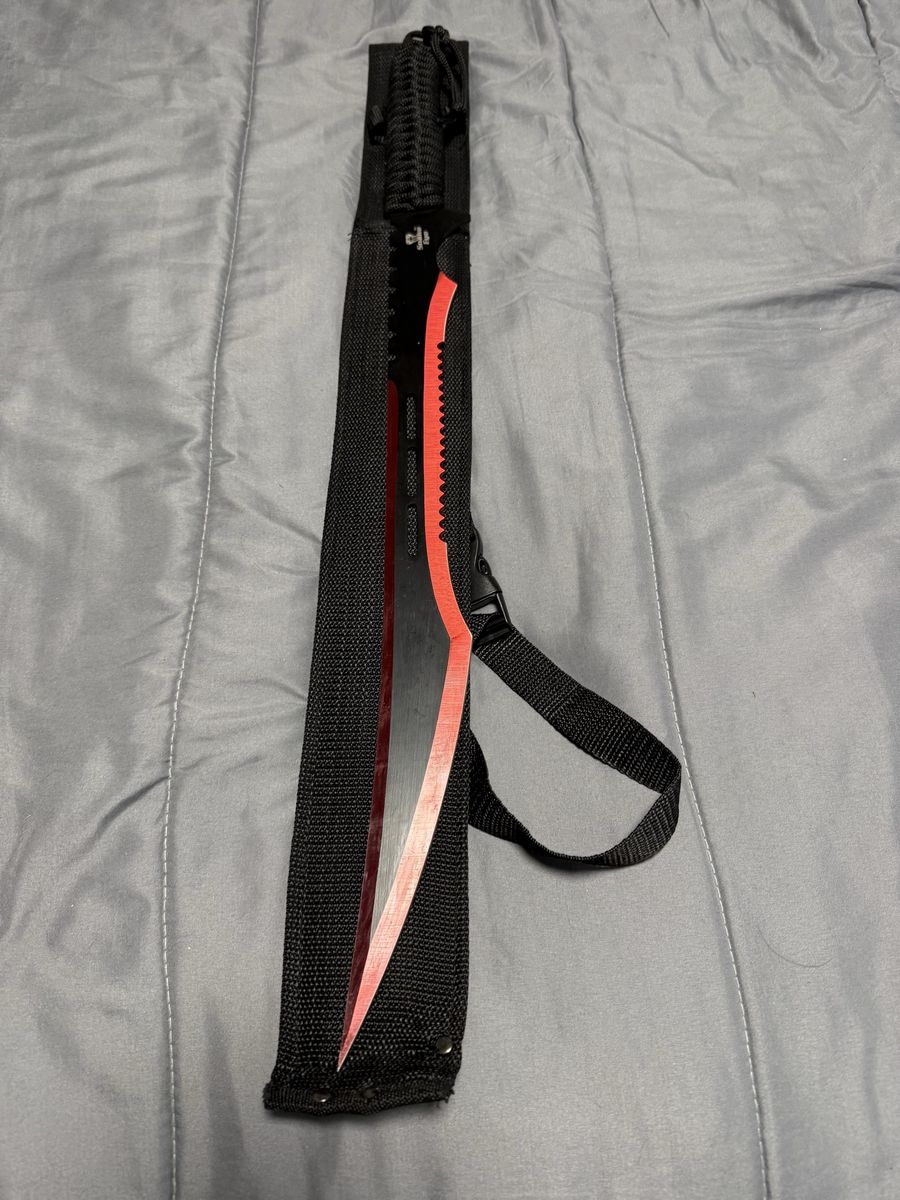 Snake Eye Tactical Black and Red Machete Sword with Sheath