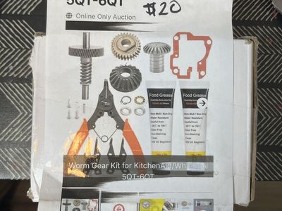 KitchenAid/Whirlpool 5QT-6QT Worm Gear Kit with Food Grease, Repair Tool Set