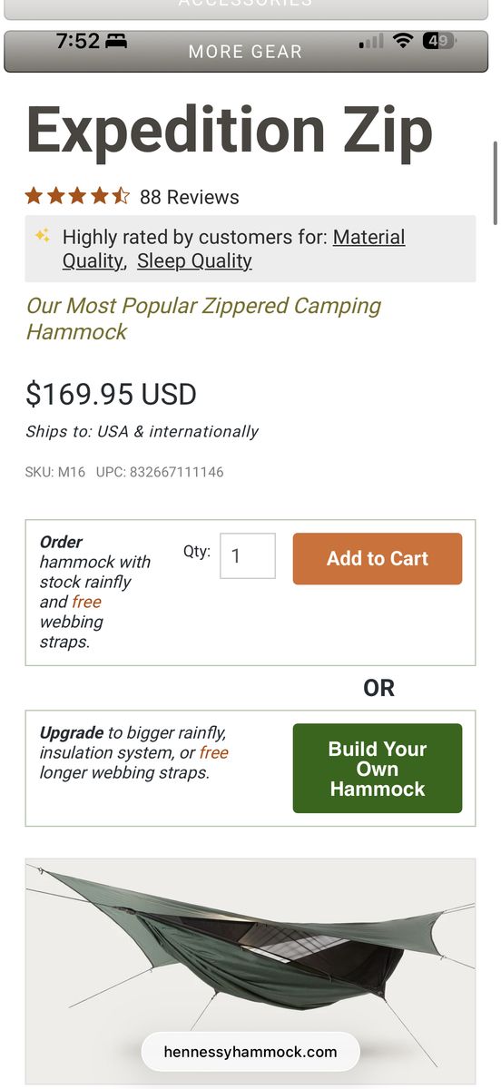 Hennessy Hammock Expedition Zip