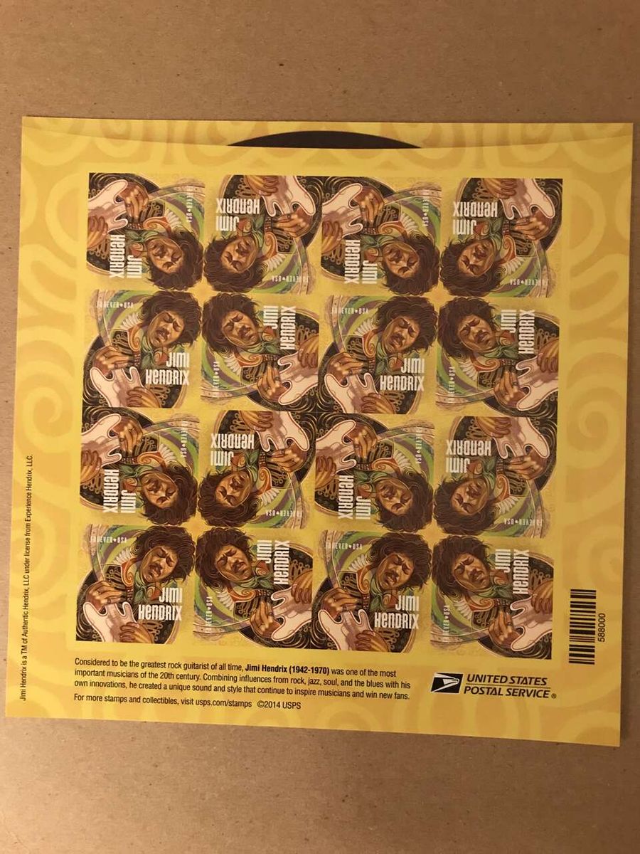 Jimi Hendrix 2014 Forever Stamps USPS or Liberty Bell Forever Pack of 20