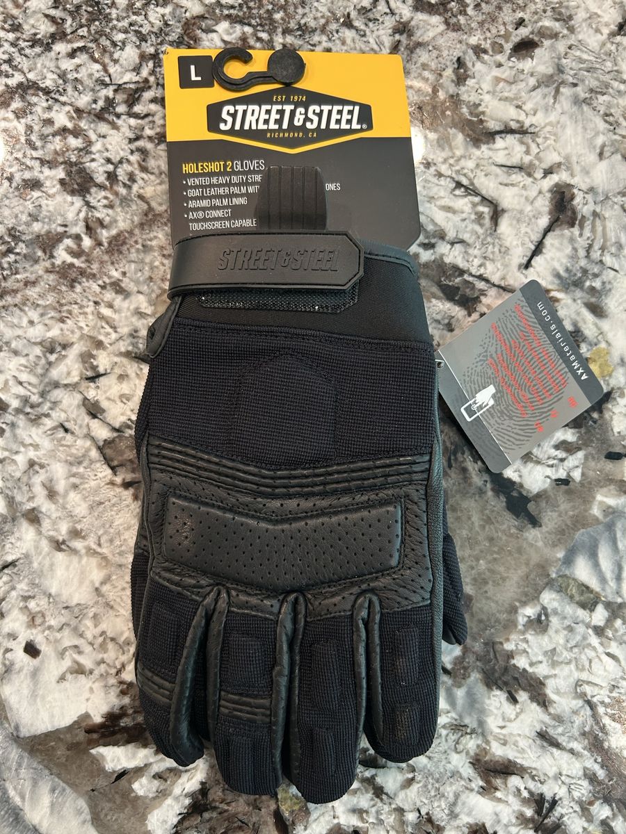 Street & Steel Holeshot 2 Motorcycle Gloves - Black, Size Large