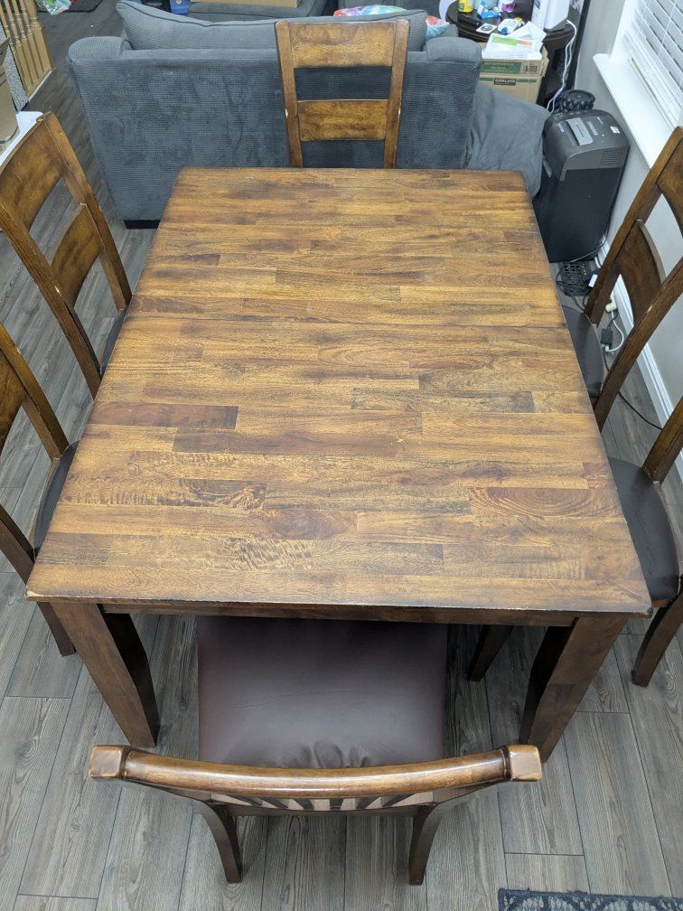 Dining Table and chairs solid wood with butterfly