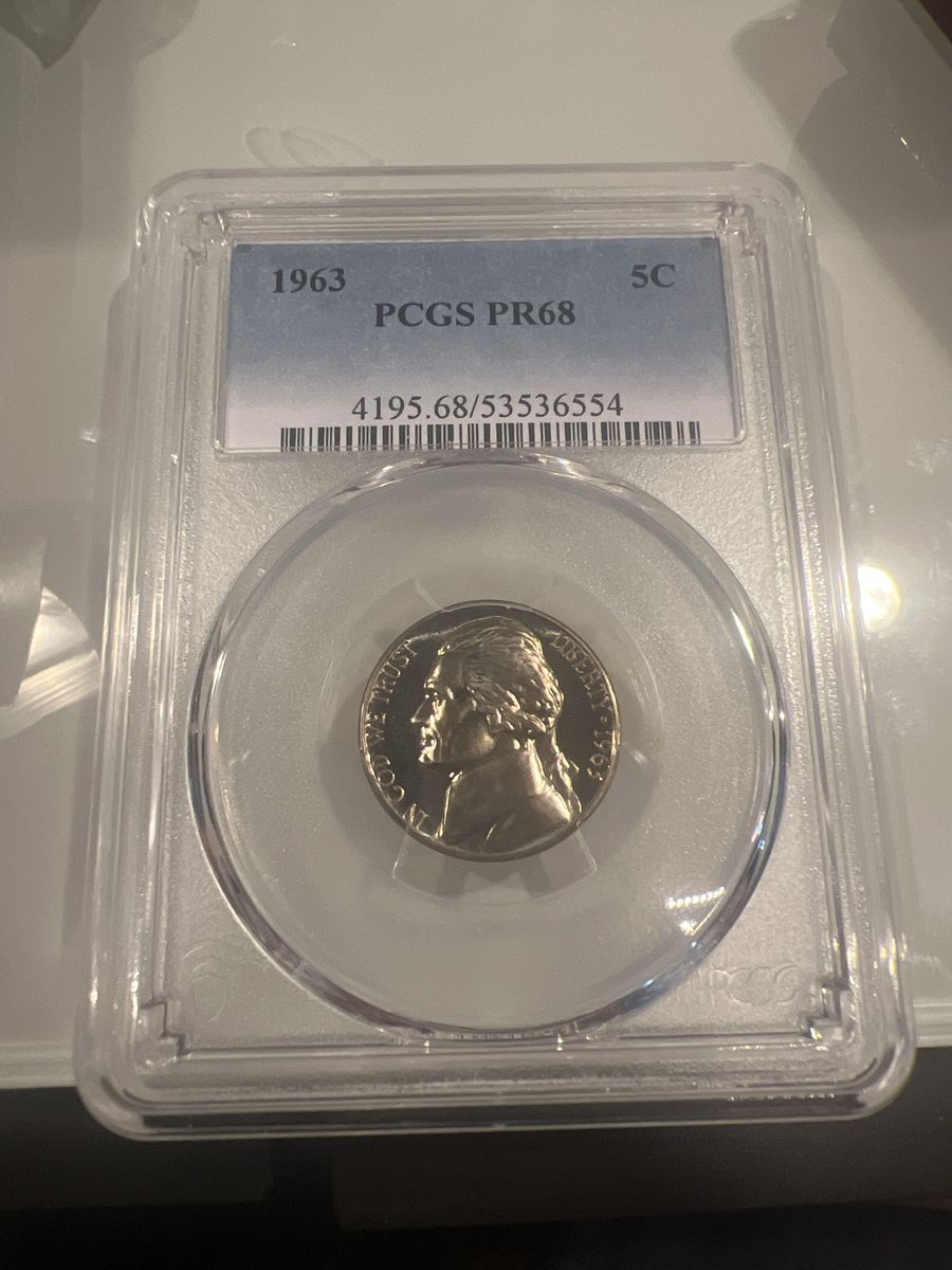 1963 Jefferson Nickel PCGS PR68 Graded Proof Coin