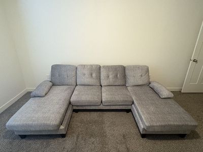 Spacious Gray Sectional Sofa Couch with Double Chaise - Excellent Condition