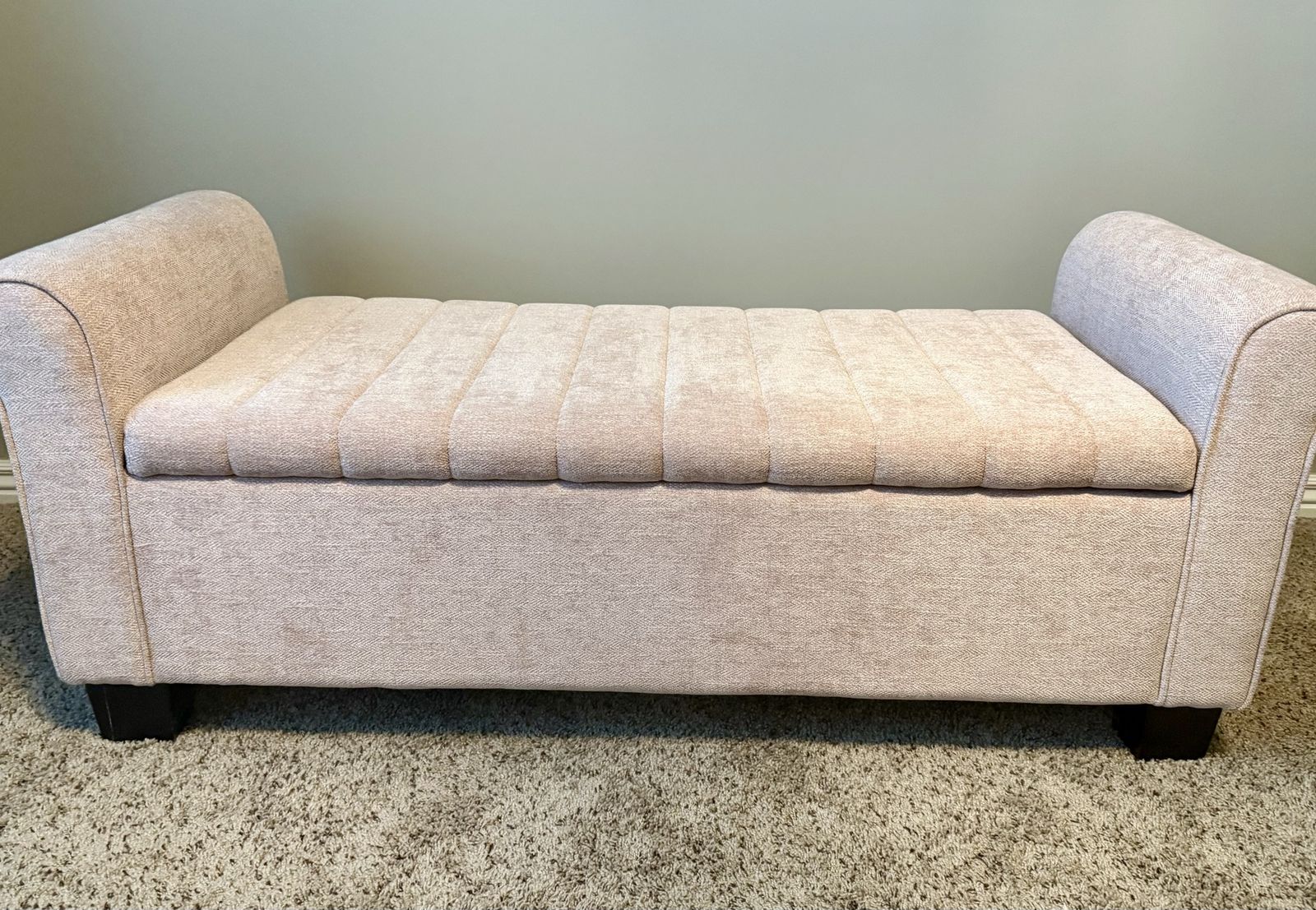 Pink Upholstered Storage Bench 