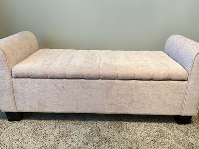 Pink Upholstered Storage Bench