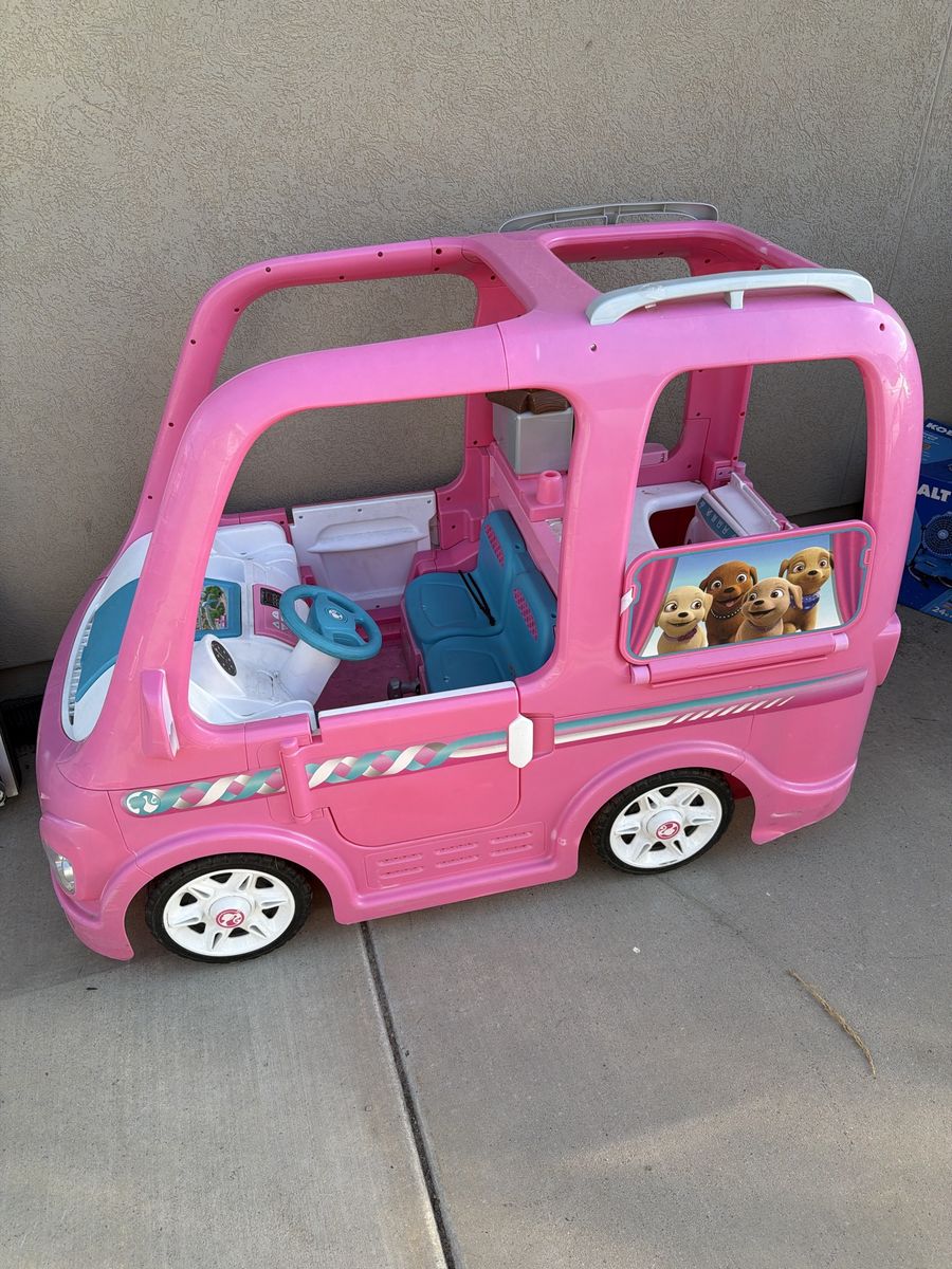 Barbie DreamCamper Ride-On Toy, Pink, Outdoor Play Vehicle