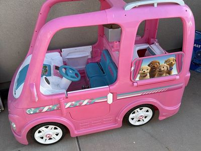 Barbie DreamCamper Ride-On Toy, Pink, Outdoor Play Vehicle