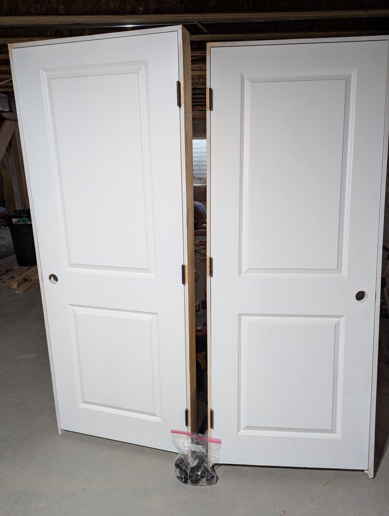 Pair of Pre-Hung 2-Panel Interior Doors (30" x 78") – Left & Right Hand – Hardware Included