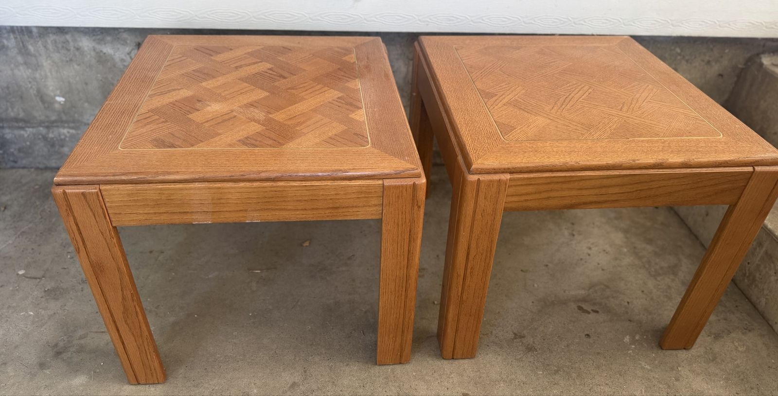 Matching Solid Oak End Tables